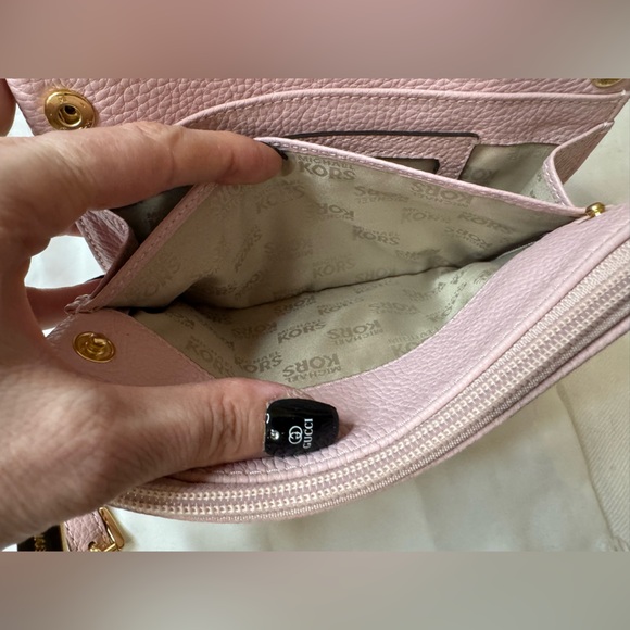 NWOT Michael Kors Double Zip Pink Leather Crossbody - Picture 10 of 17